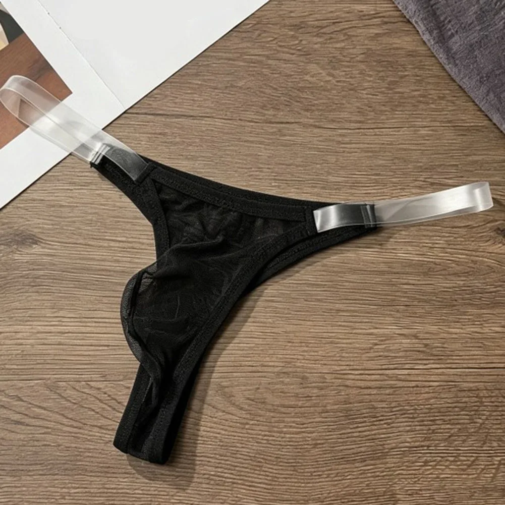 Men Ultra-thin Ice Silk G-String Bulge Pouch Extreme Night Underwear Transparent Strap Mesh Sheer Thongs Ultra-mini Hot Pants