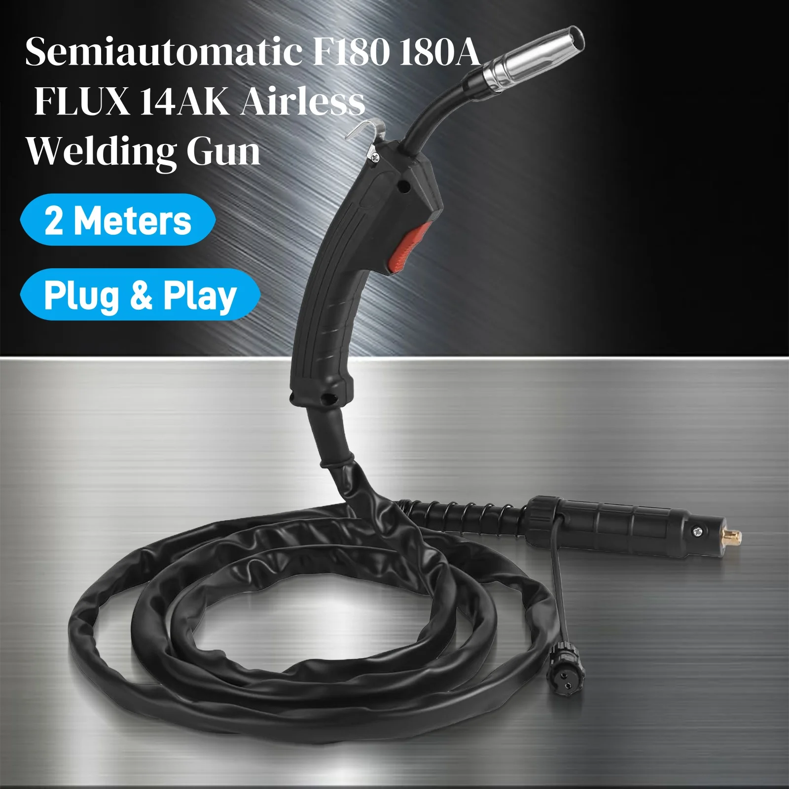 

Полуавтоматическая сварочная горелка F180 180A FLUX, 2 м, сварочный пистолет MIG, жало, небольшой сварочный аппарат, порошковая проволока, 2 метра