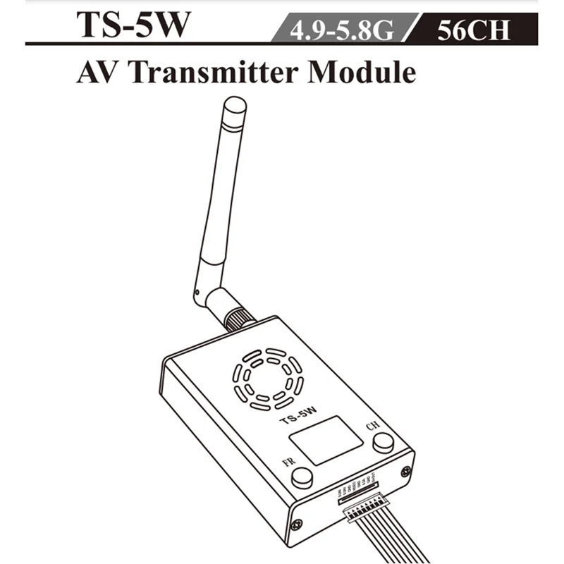 

-A90P TS-5W 5,8G 56-канальный передатчик Широкополосный FM-модуль AV-передатчика Аудио-видео передатчик Серый