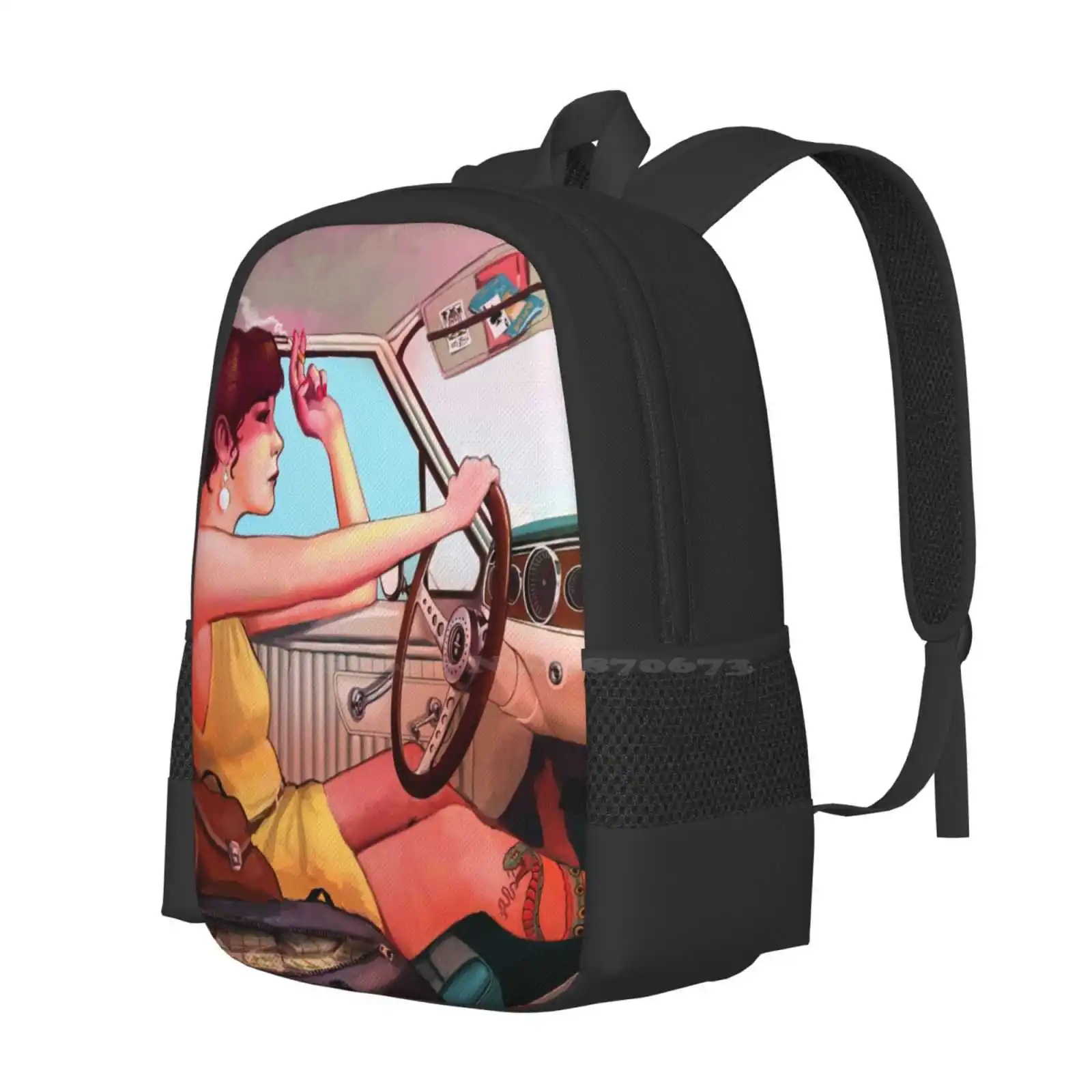 The Getaway Hot Sale Schoolbag Backpack Fashion Bags Getaway Driving Woman Gasoline Speed Robbery Muscle Car Car Interior