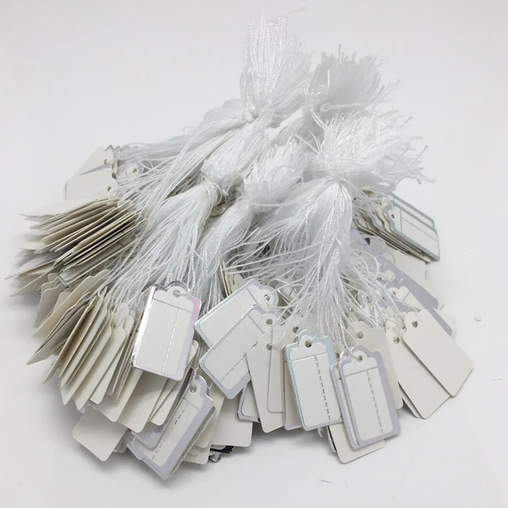 500Pcs Small Jewelry Price Tags Paper Hanging Gift Tags Blank Display Cards Pre-Punched Hole for Watch Earrings Necklace Ring
