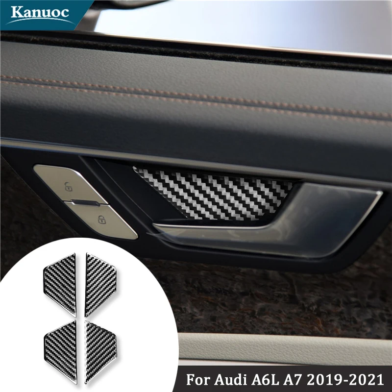 

Carbon Fiber Inner Door Bowl Stickers Cover Trim For Audi A6L A7 2019 2020 2021 Car Decorative Interior Accessories