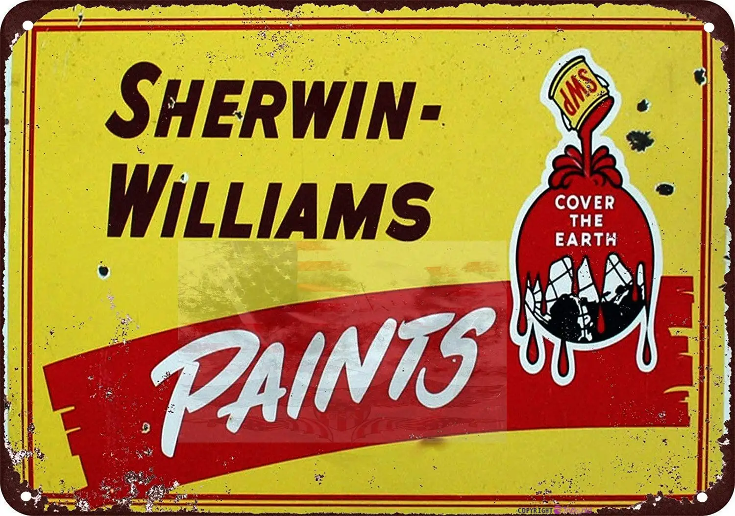 al tin Sign Sherwin Williams Paints Yellow Vintage Sign Movie Poster Sign,Cave,Bar,Club,Home Wall Art Metal Tin Sign