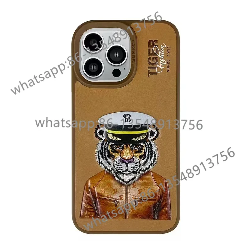 14 Pro anti-drop mobile phone case, fashion brand leather case