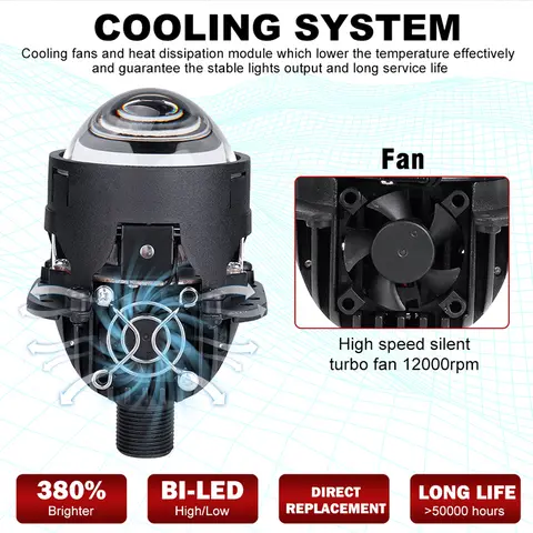 बाई एलईडी लेंस 2.5 इंच प्रोजेक्टर लेंस 100W किट H4 हाई/लो बीम H7 H11 एलईडी बल्ब रिफ्लेक्टर डायोड चिप 30000LM कार एक्सेसरीज़ 8 best sales प्रोजेक्टर लेंस - №1