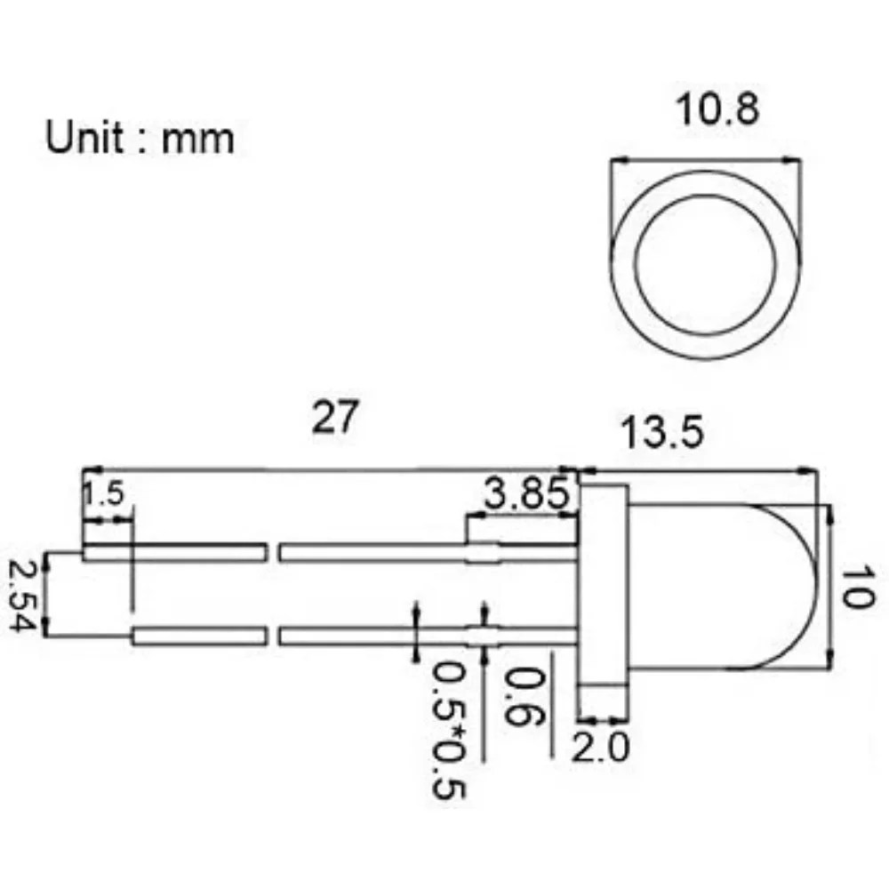 10/20PCS F10 Diodo LED 10mm Trasparente Ultra Luminoso Rotondo Diodi Emettitori di Luce Lampada 2 Colori Blu Giallo 20mA