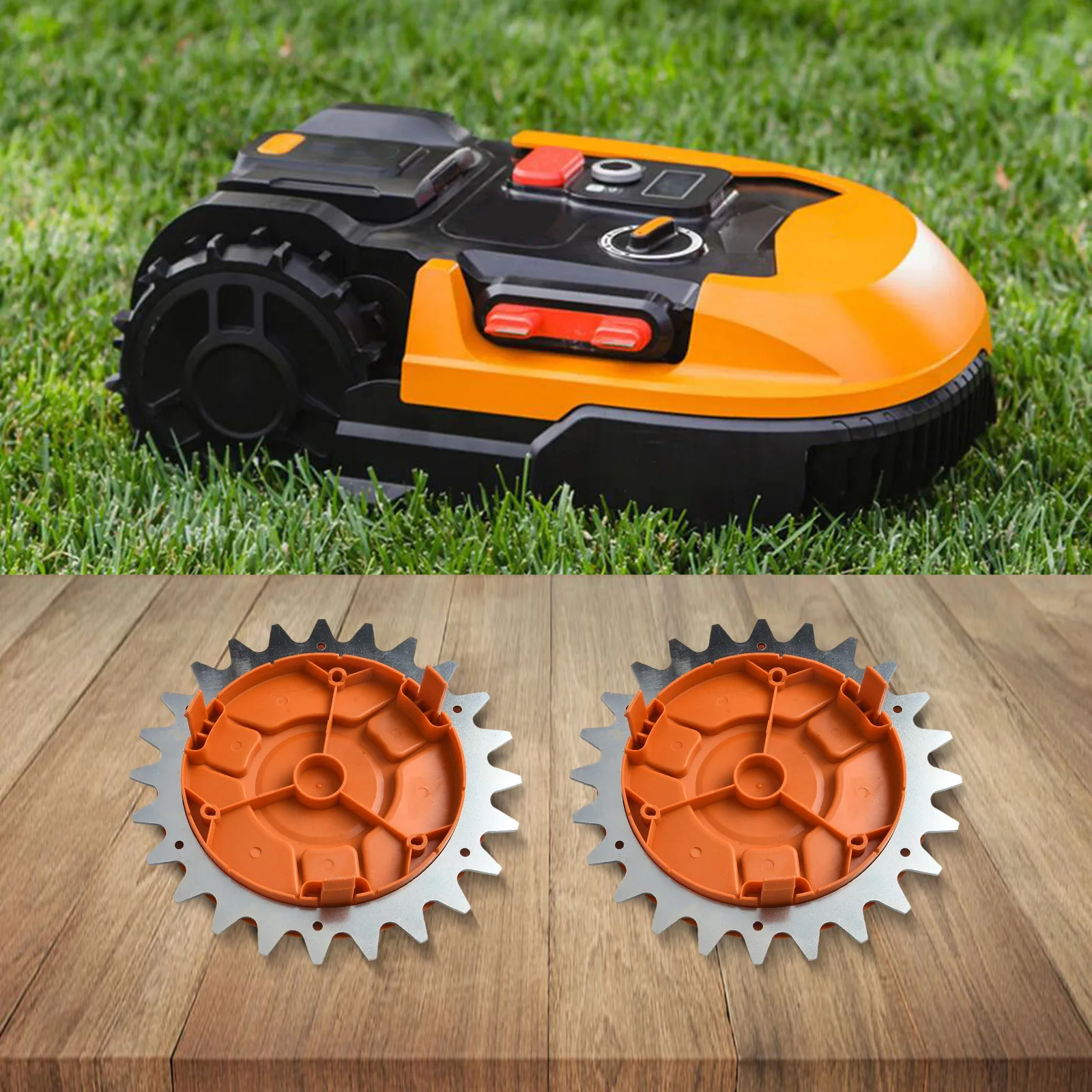 

Противоскользящие шпильки, крышка ступицы колеса, яркий оранжевый дизайн, простая установка без инструментов, крышка робота для газонокосилки, обслуживание двора