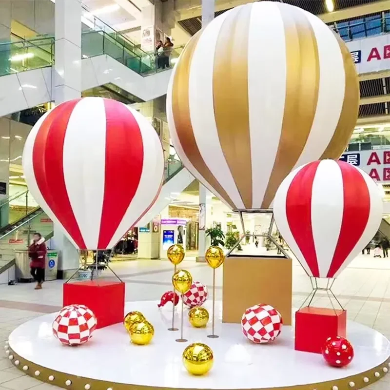 Large PU Fabric Hot Air Balloon Hanging Decoration for Wedding Party Mall Window Display Holiday Event Decor Supplies