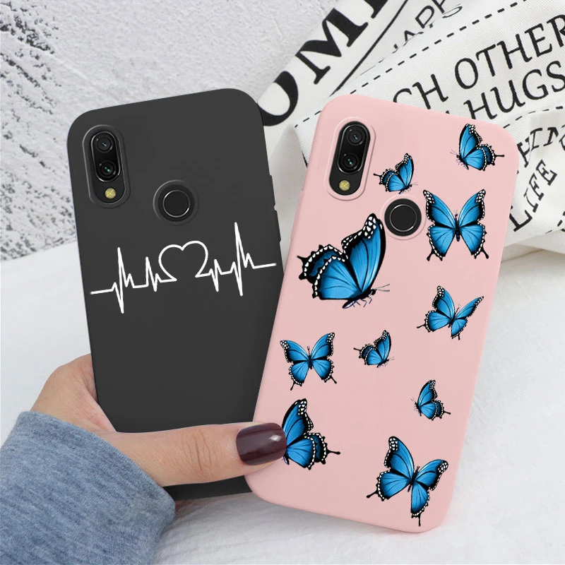 For Redmi Note 7 Case Colorful Face Cute Heart Soft TPU Fundas Shockproof Bumper Phone Cover For Redmi Note 7 Pro 7S Butterfly