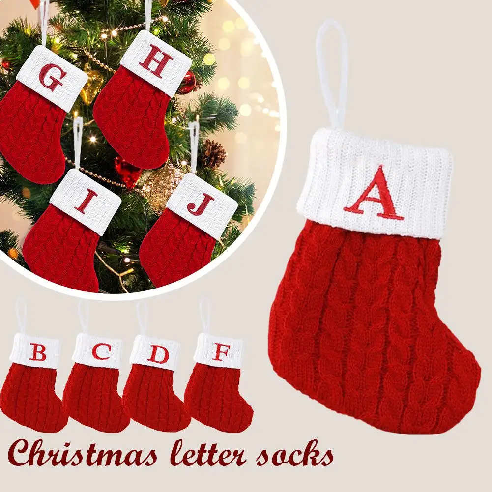 Christmas Stockings with Monogrammed Mini Cute Stocking Decorative Socks Knitted Plush Gift Stocking