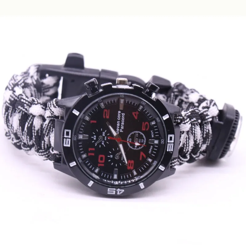 Survival Firestone Compass Watch Outdoor Multi functional Seven Core Umbrella Rope Weaving Bracelet Watch