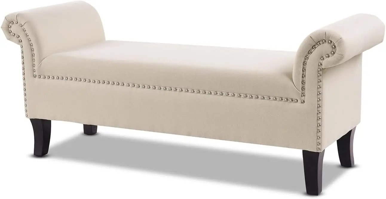 

Roll Arm Entryway Accent Bench, Sky Neutral Beige Polyester