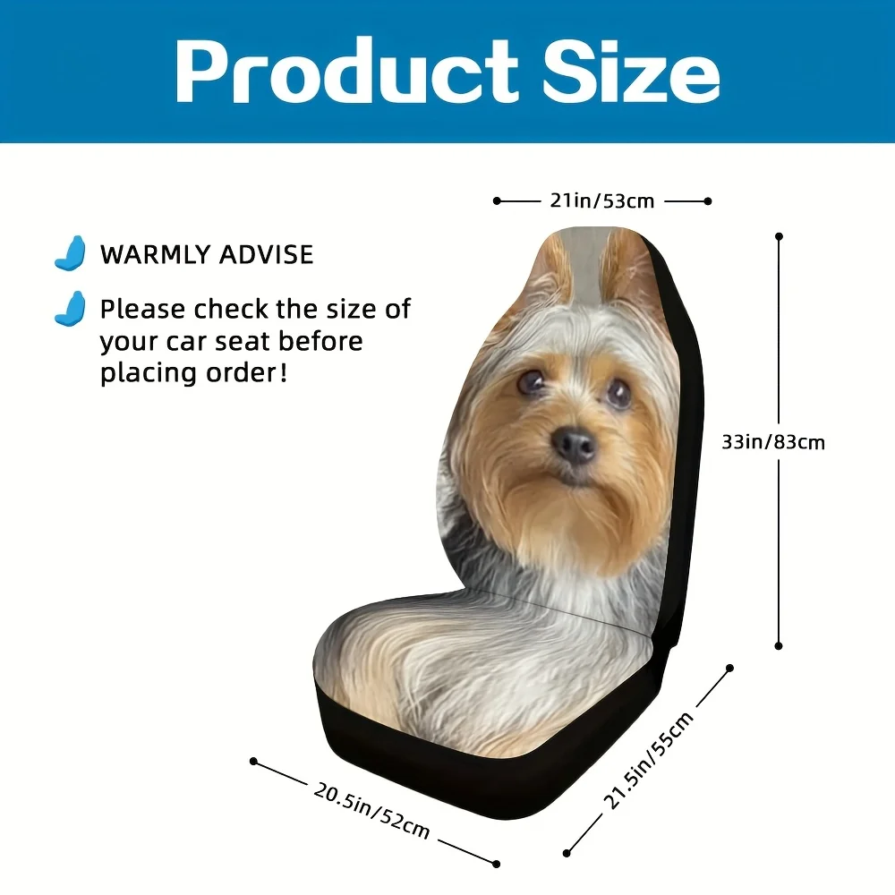 2pcs Dog Print Car Seat Covers - Machine Washable, Front Seat Covers For Most Vehicles, Perfect Gift For Families Or Friends Who