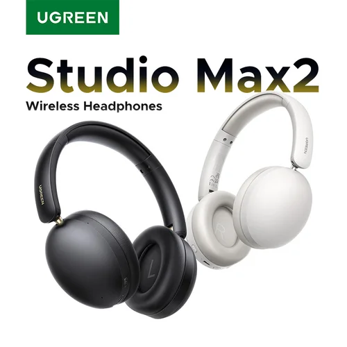 UGREEN Studio Max2 Auriculares inalámbricos Bluetooth, 80 horas de reproducción, auriculares estéreo HiFi sobre la oreja con micrófono, Bluetooth 5.4