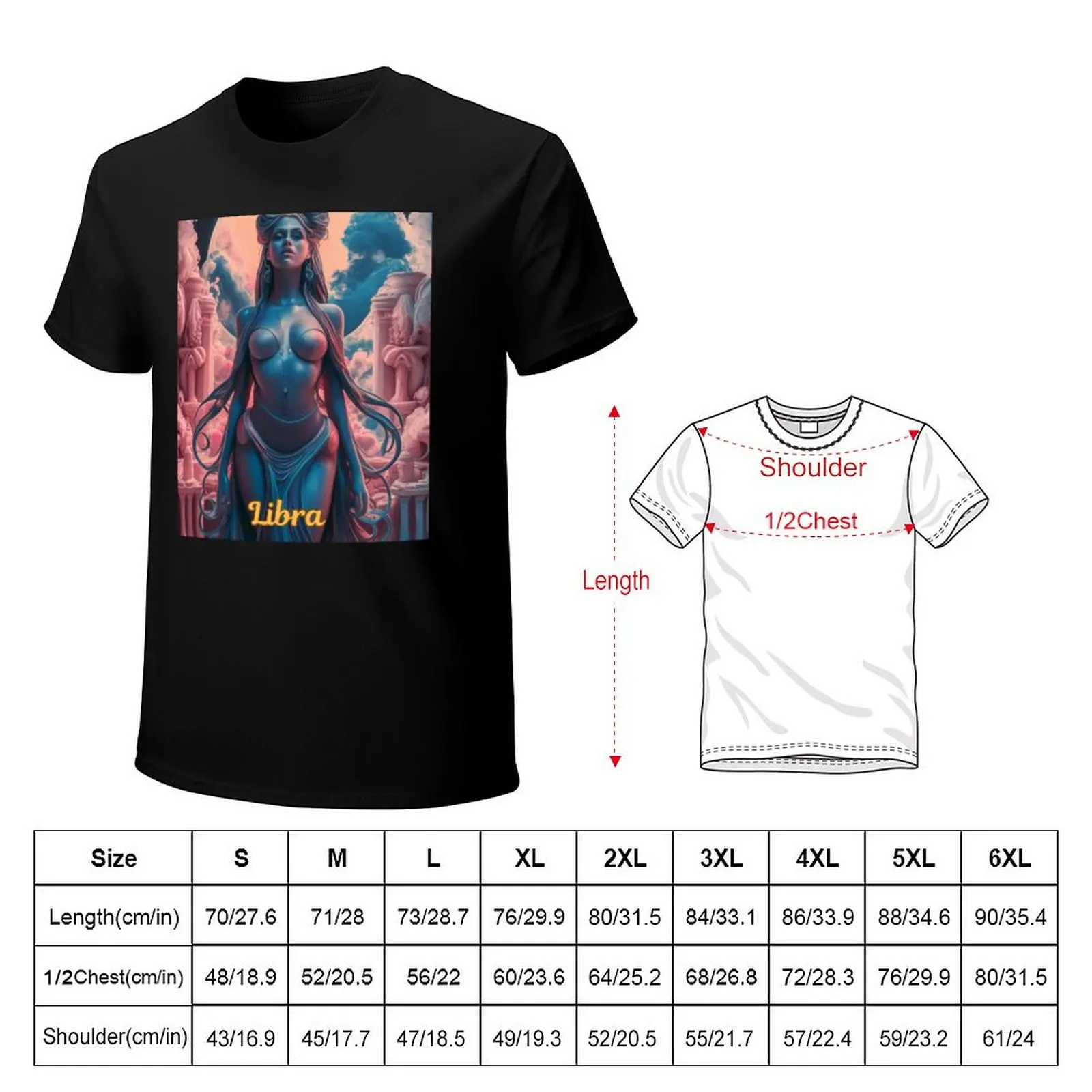 Libra Zodiac, whimsical lady, celestial woman T-Shirt Casual Simple Design Short Sleeve Shirt
