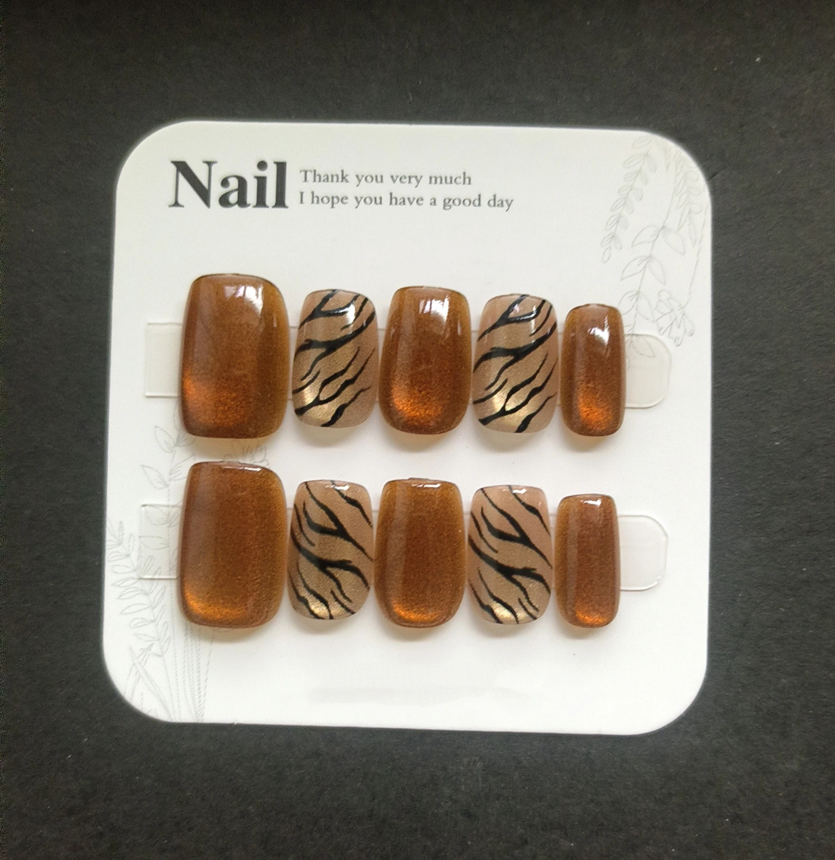 10 pçs âmbar marrom sexy zebra - Nail Art Zebra avaliação e preço