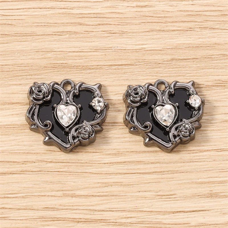 5 Stück 20x18mm Niedliche Kristall-Metall-Herzanhänger für Schmuckherstellung, Halsketten, Ohrringe, Armbänder, DIY-Bastelzubehör – Detail 10