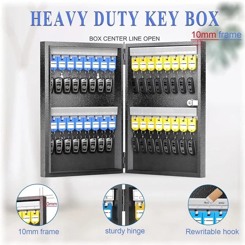 Imagem -02 - Key Lock Box Organizer Key Safe Security Storage Lockbox Holder For Valets Chaves do Carro e da Casa Key Keeper Box 32 Key Cabinet