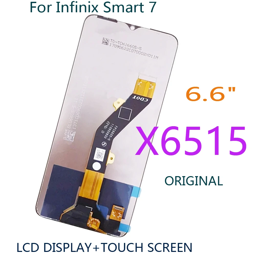 

6,6 "новый оригинальный ЖК-дисплей для Infinix Smart 7 X6515, Замена ЖК-дисплея кодирующий преобразователь сенсорного экрана в сборе