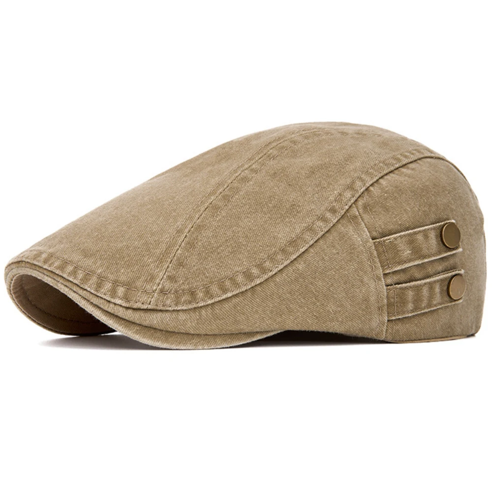 HT5054 Mens Berets Women Spring Summer Autumn Sun Cap Artist Painter Beret Hat Male Female Ivy Flat Cap Washed Cotton Beret Caps