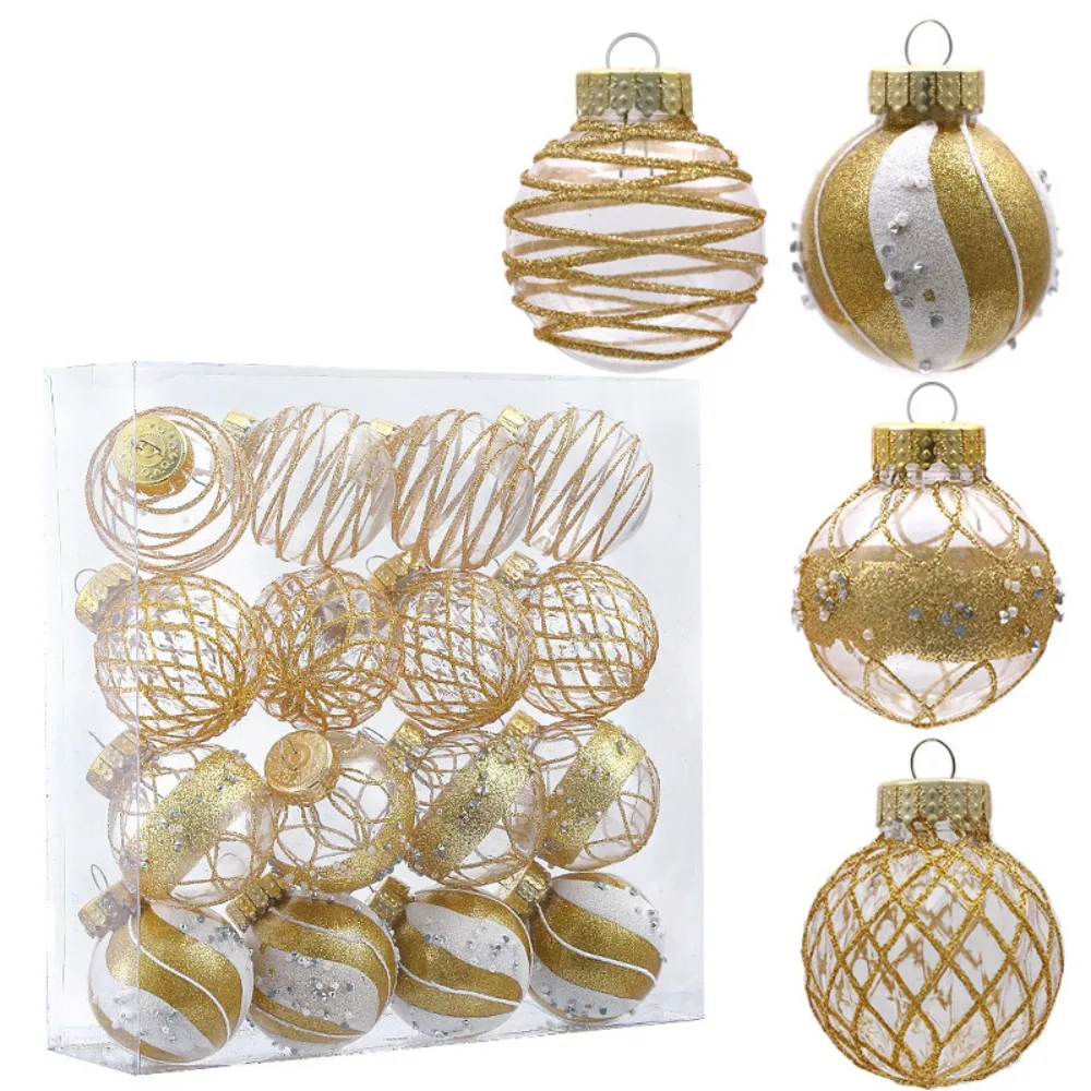 

16pcs Plastic Christmas Ball Waterproof Delicate Christmas Spheres Pendant Shatterproof Painted Xmas Tree Hanging Ornament Party