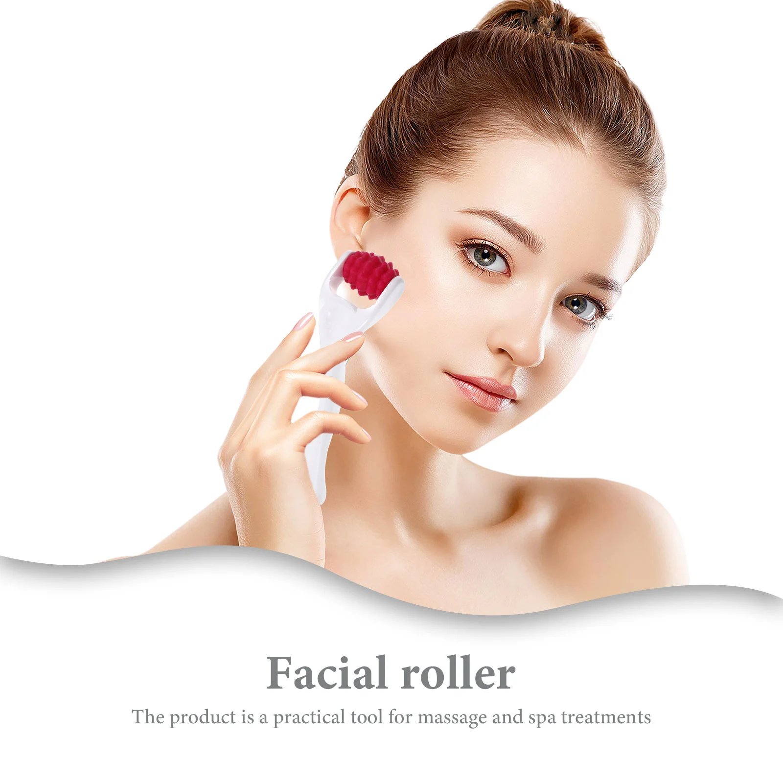 2 Pcs Face Massage Roller Eye Silicone Cream Stick Mini Facial Beauty 2pcs (pink + Rose Red) Neck Massager