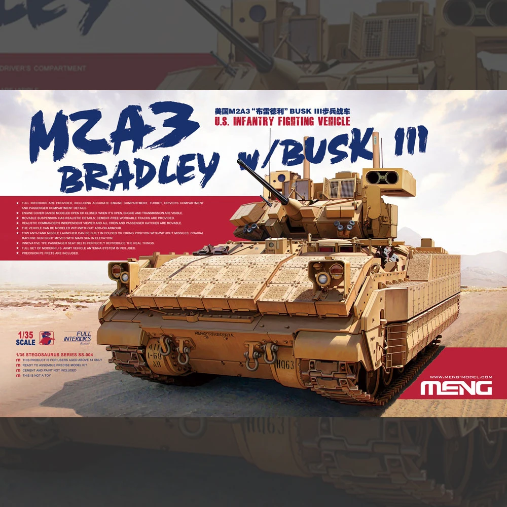 Special Offer w/Fully Interior [MENG] SS-004 1/35 M2A3 Bradley Infantry Fighting Vehicle w/Busk III (Plastic Model Kit)