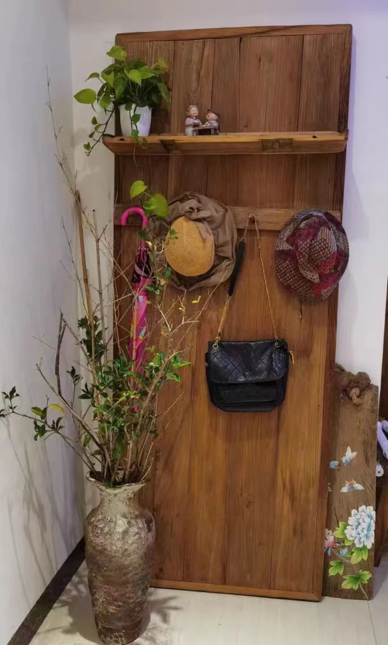 B & B style, solid wood hanging board coat rack, multi-functional floor rack, matching storage and shoe changing cabinet