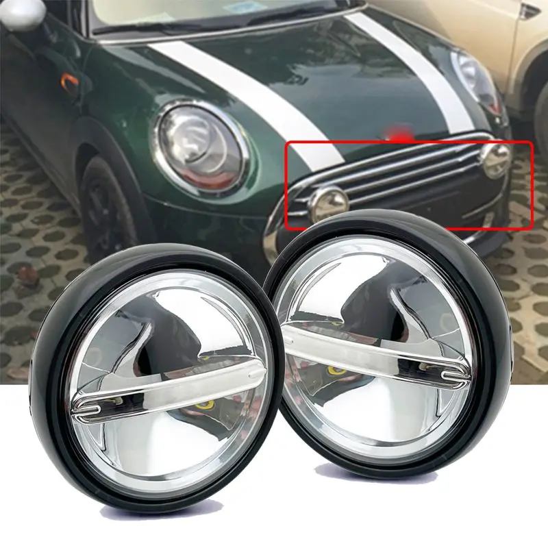 2PCS LED Front Bumper Lights LED Grille Daytime Running Lights DRL Case for B-MW M-INI Cooper F55 F56 LED Rally Driving Light