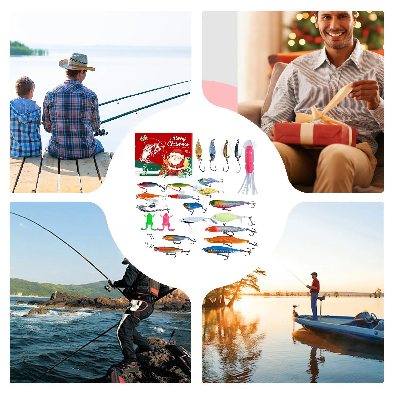 クリスマスカウントダウンカレンダー-2025-アドベントキット-24日間のホリデーカウントダウンカレンダー-釣りルアー付き-男性愛好家初心者向け