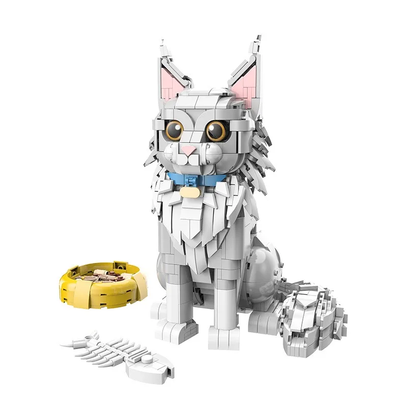 Pet Maine Coon Block Trendy Toy Litter Owner Block Assembly Ornament Gift MOC Building Blocks Set Toys Gifts for Adult Bricks