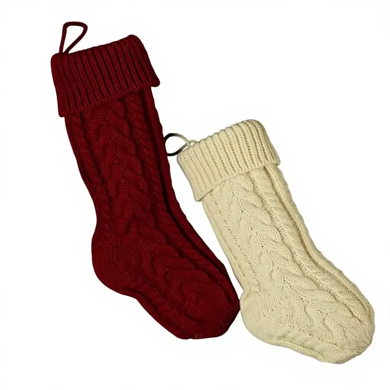 for 37cm Custom Embroidered Logo Party Home Christmas Pendant Candy Bag Woven Santa Decorative Christmas Stockings