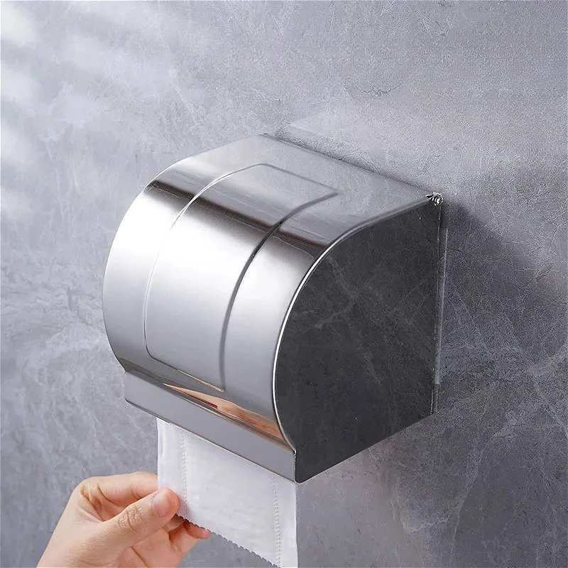 

Household Waterproof Toilet Roll Holder Stainless Steel Wall-mounted Tissue Holder Towel Holder Toilet Roll Holder for Bathroom