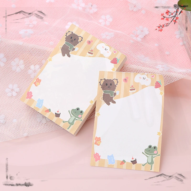 Cute Cartoon Bear Sticky Note Paper, Memo Pad Note Book, Student Notepad, Tear-off Message Book, Papelaria criativa, 10 pcs