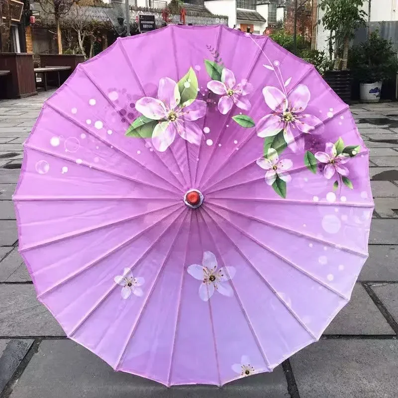 Paraguas de papel al óleo para adultos, estilo chino, decoración a prueba de lluvia, artesanía Hanfu, foto de baile, sombrilla para mujer, accesorio