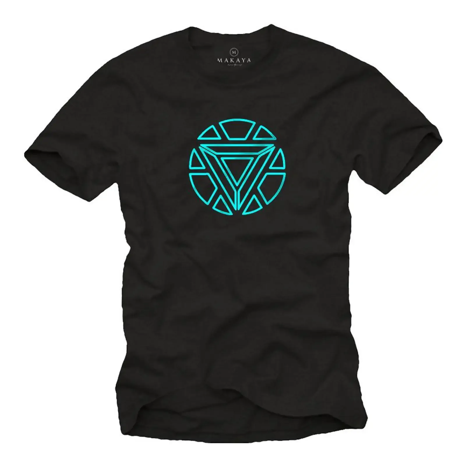 MAKAYA Print T Shirt Herren Arc Reactor Motiv Stark Logo Symbol Aufdruck Größen S XXXXXL mit Druck vintage Washed Versatile