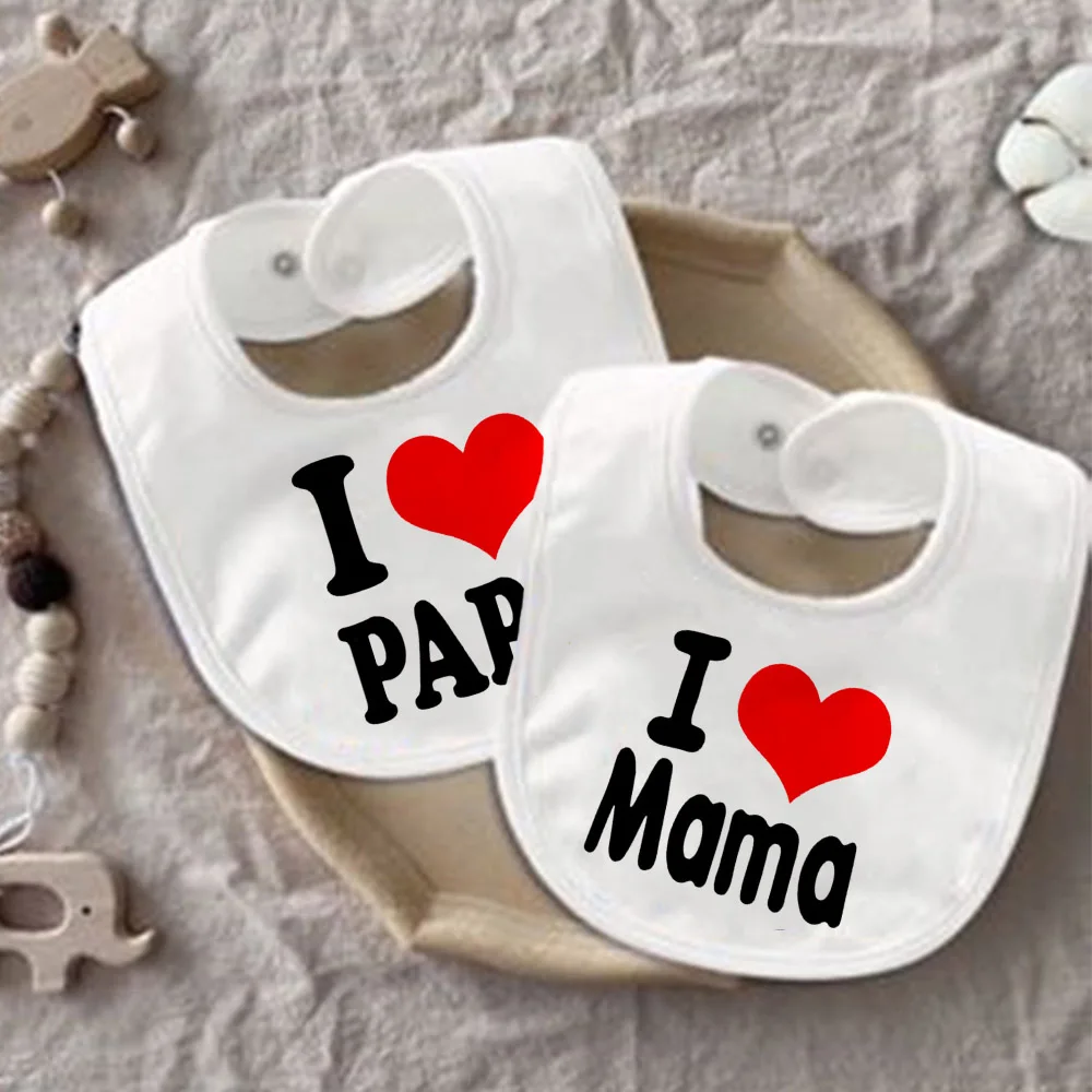 I Love Mama & I Love Papa Baby Sleepsuit & Bib Baby Shower Gift Infant Keepsake Toddler Infant Coming Home Outfits