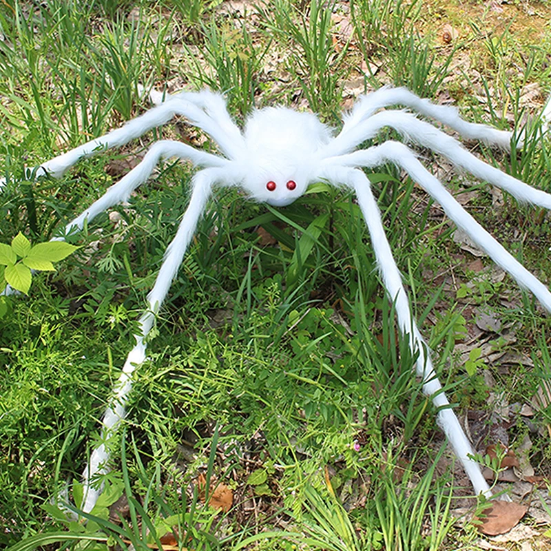 Aranha gigante enorme teia de aranha decoração de halloween adereços assombrados indoor ao ar livre assustador pelúcia grande araneid brincadeira truque suprimentos