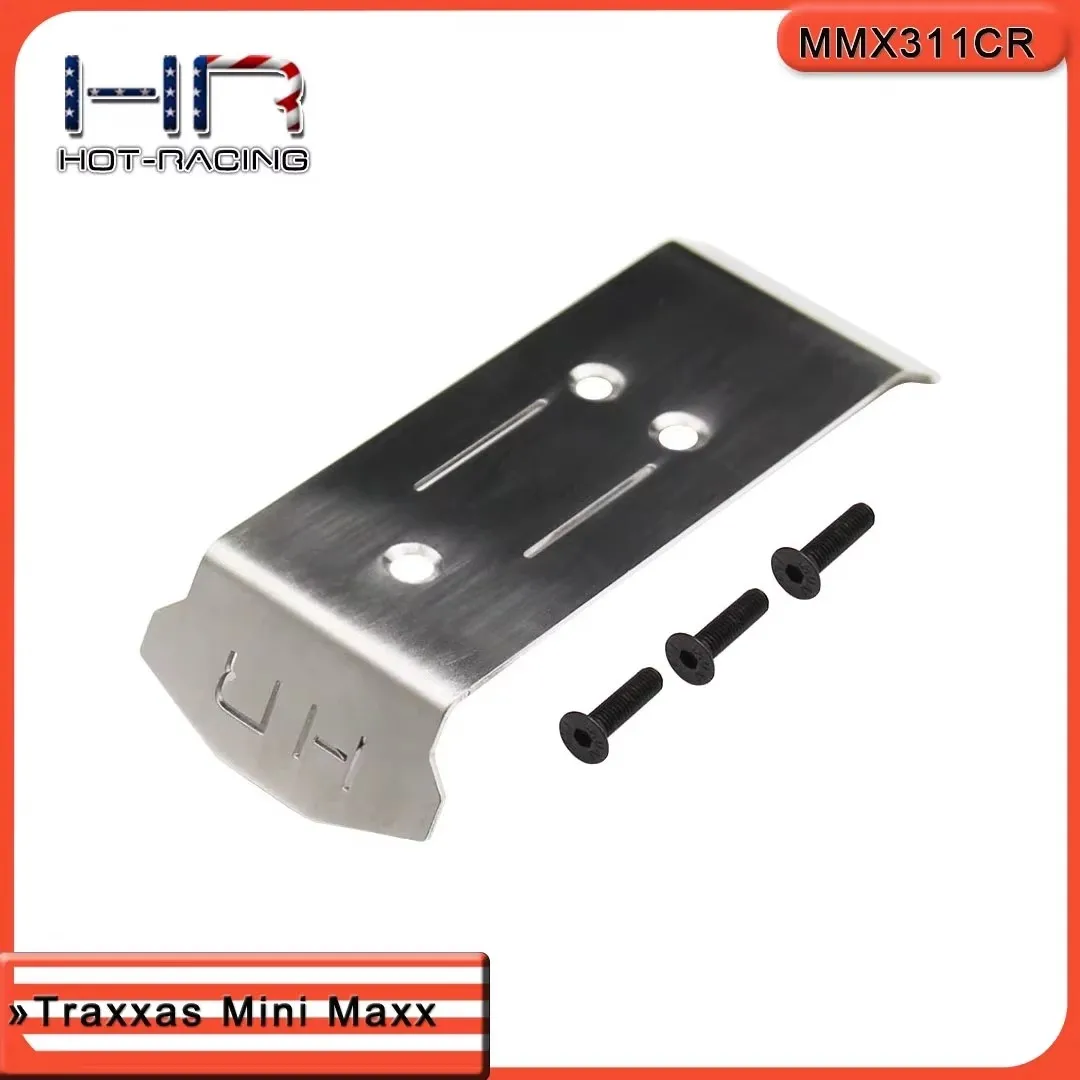 Placa de deslizamiento de acero inoxidable Hot Racing para chasis inferior de Traxxas Mini Maxx
