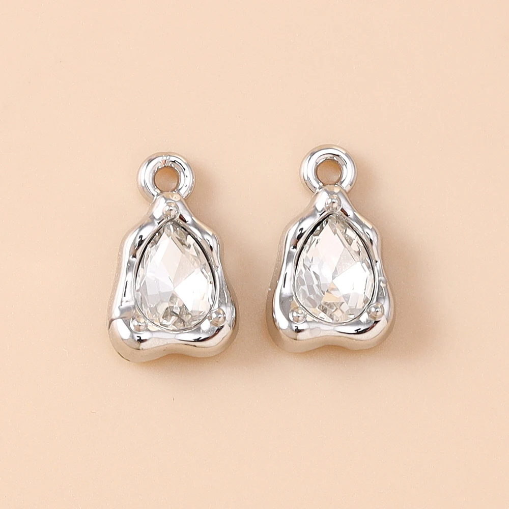 Leslie 5 Stück zierliche CZ-Charms, Kristall-Wassertropfen-Anhänger für handgefertigte Halsketten, Armbänder, Schmuckherstellung, DIY-Bastelbedarf – Detail 8
