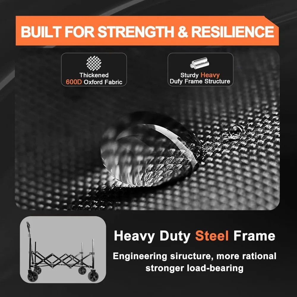 Carro plegable de 350 libras con ruedas todo terreno, carro utilitario de gran capacidad para jardín, compras, camping