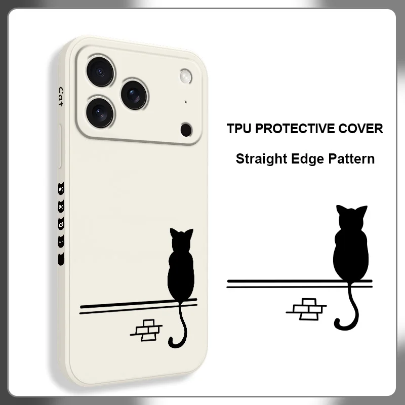 

Lonely Black Cat Phone Case For iPhone 17 Air 16 16e 15 14 13 Pro Max Plus Mini Liquid Silicone Soft Cover