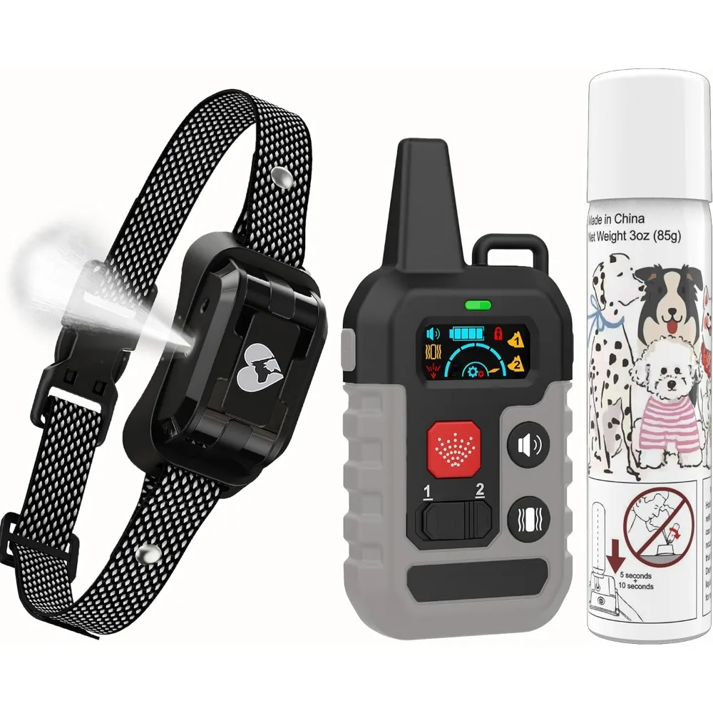Collar de Adiestramiento con Spray de Citronela, Control Remoto, 4 Modos, Humano, Recargable, Impermeable, Alcance de 300m