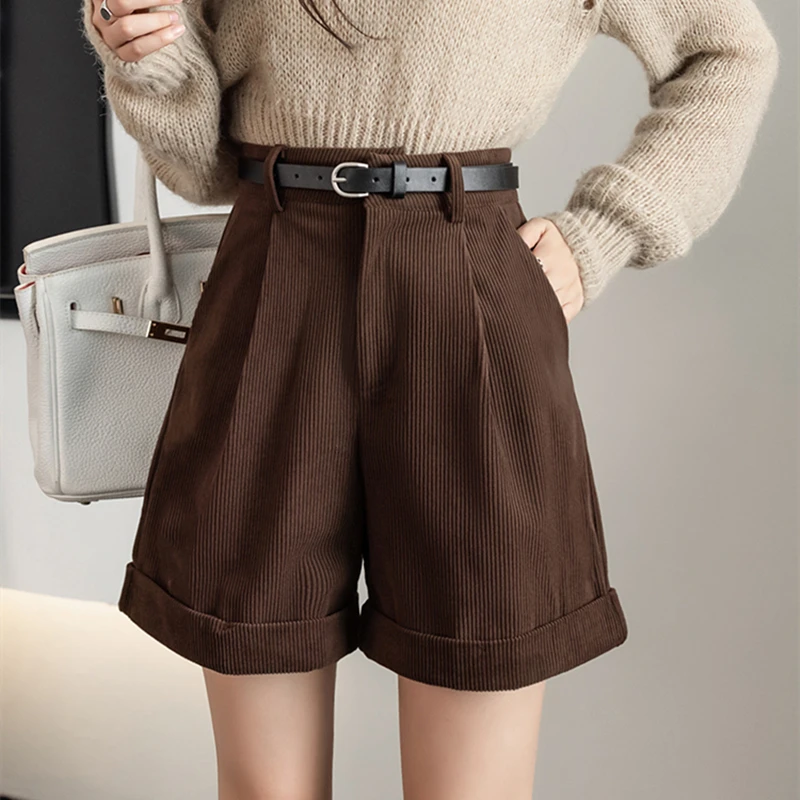 

Women Casual Short Pants Winter Ladies Korean Solid High Waist Package Hip Velvet Shorts Bottoms