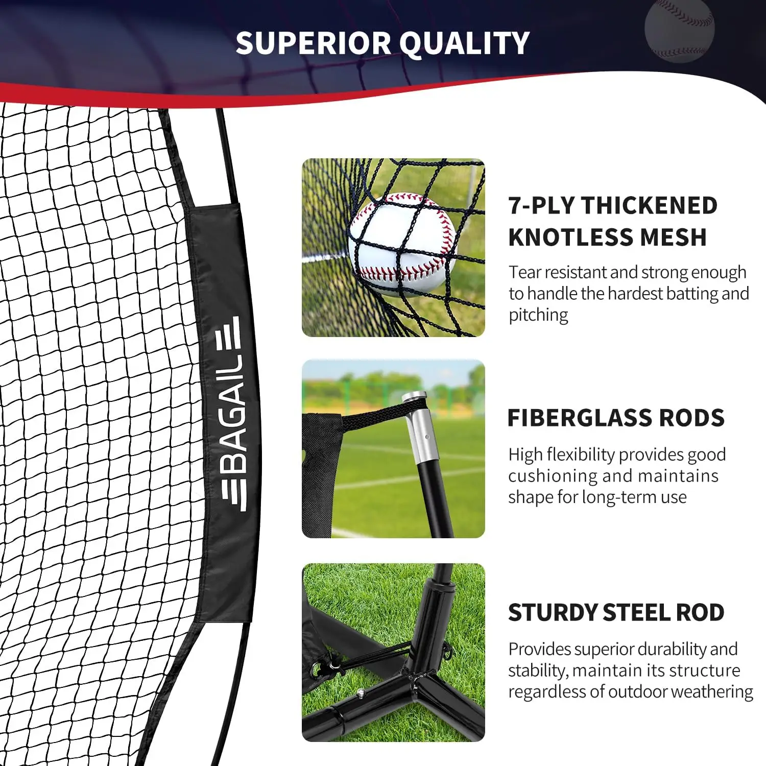 Baseball and Softball Training Net, 7 ft x 7 ft