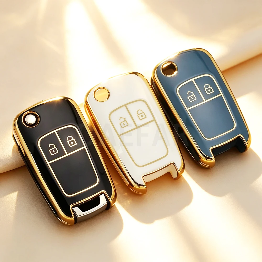 Carcasa Protectora de TPU con 2 Botones para Llave de Coche Chevrolet Cruze, Epica, Lova, Camaro, Impala, Funda Plegable para Llave de Auto