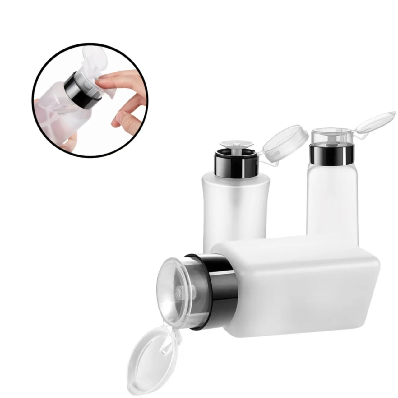

Nail Storage Refillable Bottles Empty Liquid Press Pump Dispenser Nail Art Polish Remover Cleaner Makeup Manicure Tool NAT023