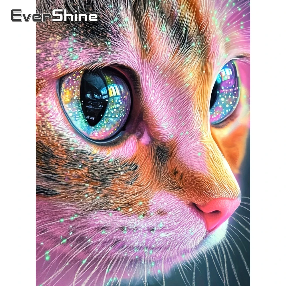 Evershine Diamant-Gemälde, Katze, Bild von Strasssteinen, Kits, Stickerei, Tier, volles Quadrat, Mosaik, handgefertigt, Hobby