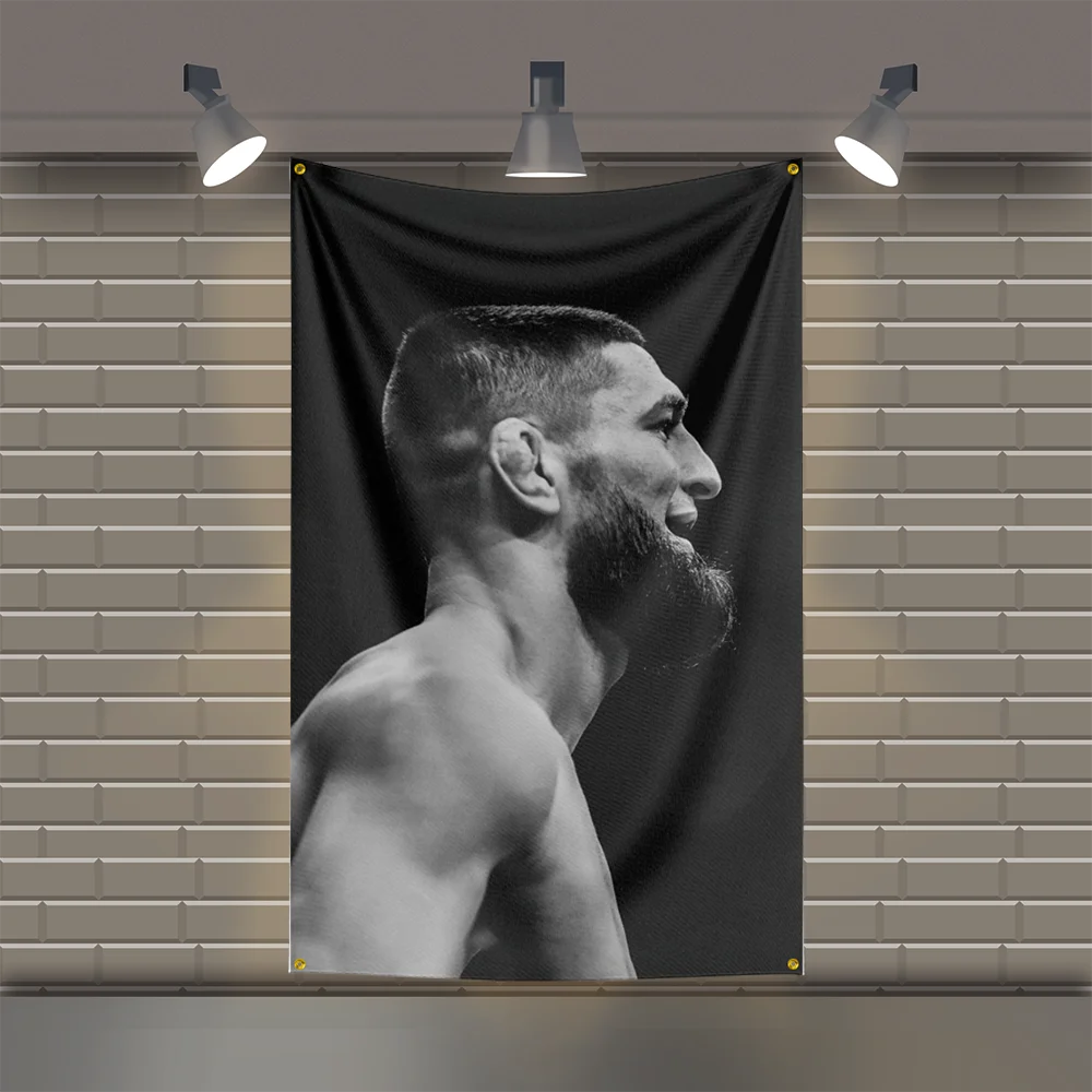 K-Khamzat-ChimaevS UFC الملاكمة العلم أسطورة تحفيزية الجدار ملصق رياضة نسيج ديكور المنزل النوم ملهمة قماش العلم #2