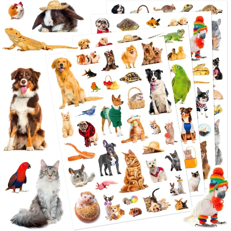 660 contagens animais de estimação adesivos com cães gatos coelhos papagaios peixes pássaros e répteis para scrapbooking calendário planejamento p